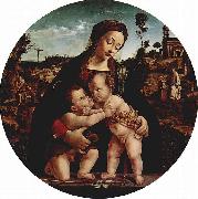 Piero di Cosimo Madonna mit Hl. Johannes dem Taufer, Tondo oil painting reproduction